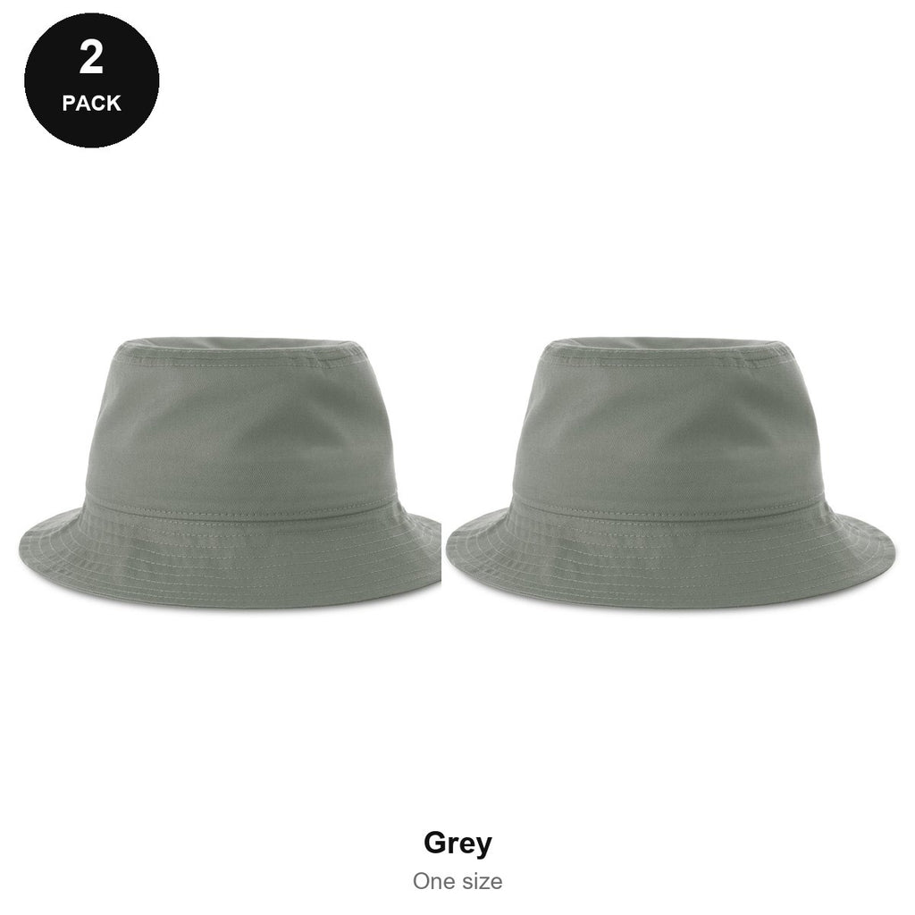 Organic Cotton Bucket Hats 2 Pack - Cotton, One Size - Grey
