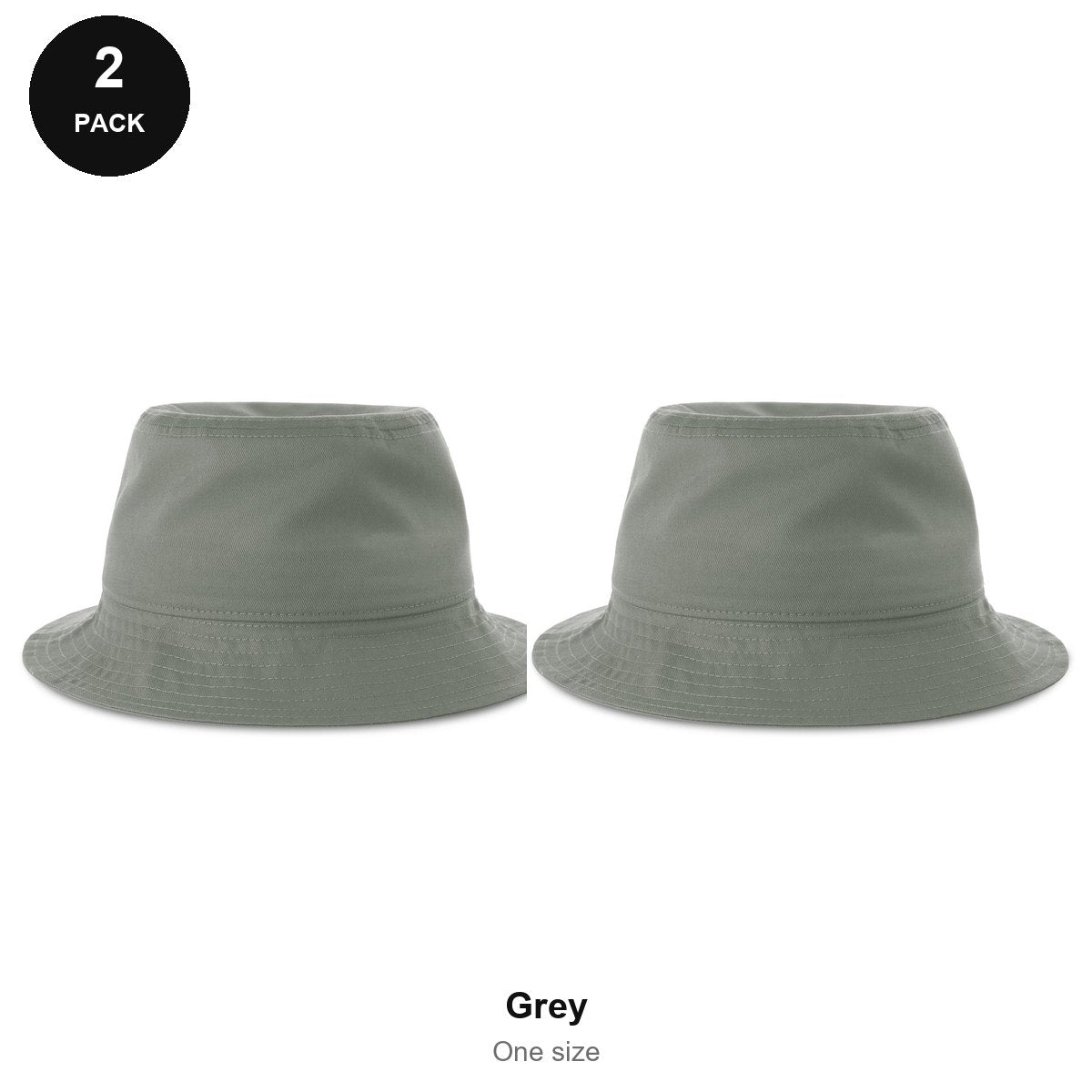 Organic Cotton Bucket Hats 2 Pack - Cotton, One Size - Grey