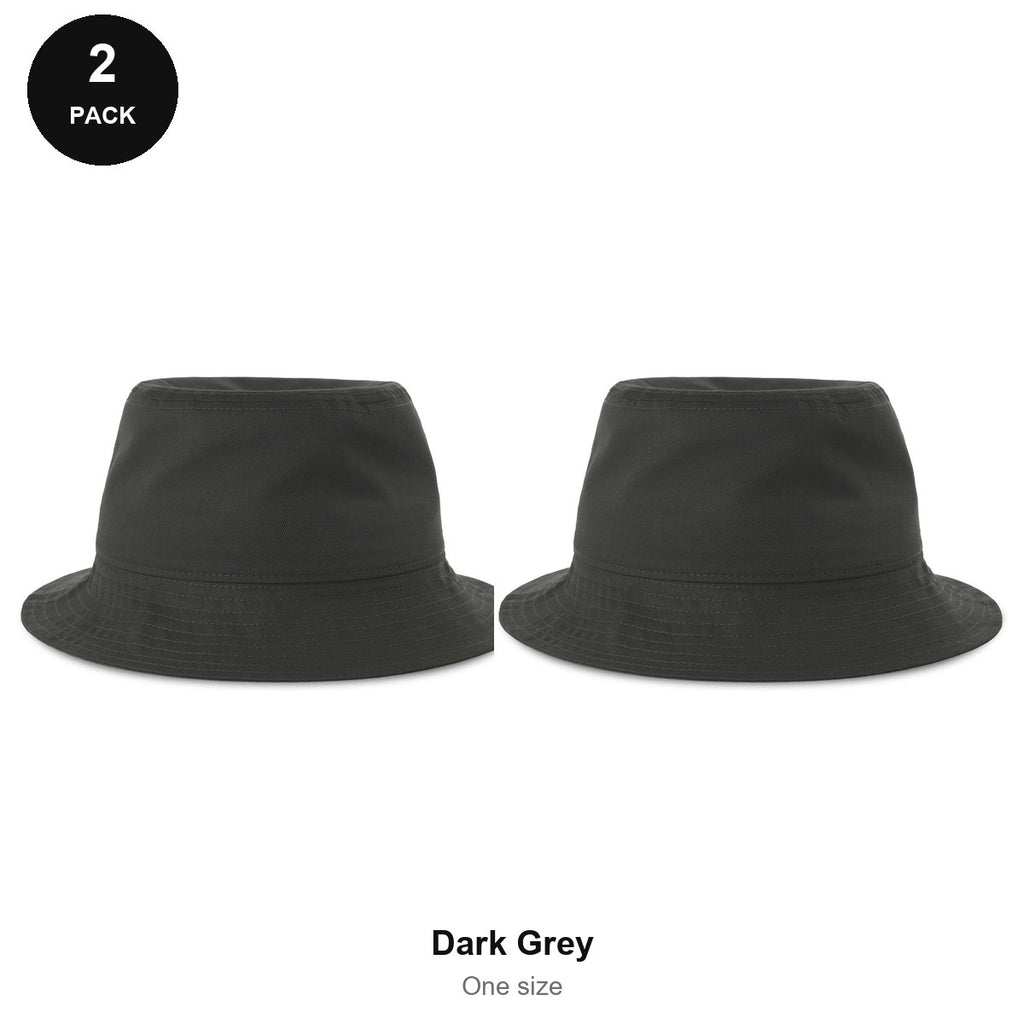 Organic Cotton Bucket Hats 2 Pack - Cotton, One Size - Dark Grey