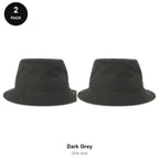 Organic Cotton Bucket Hats 2 Pack - Cotton, One Size - Dark Grey