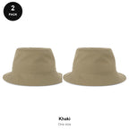 Organic Cotton Bucket Hats 2 Pack - Cotton, One Size - Khaki