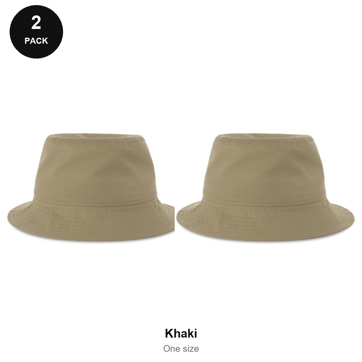 Organic Cotton Bucket Hats 2 Pack - Cotton, One Size - Khaki
