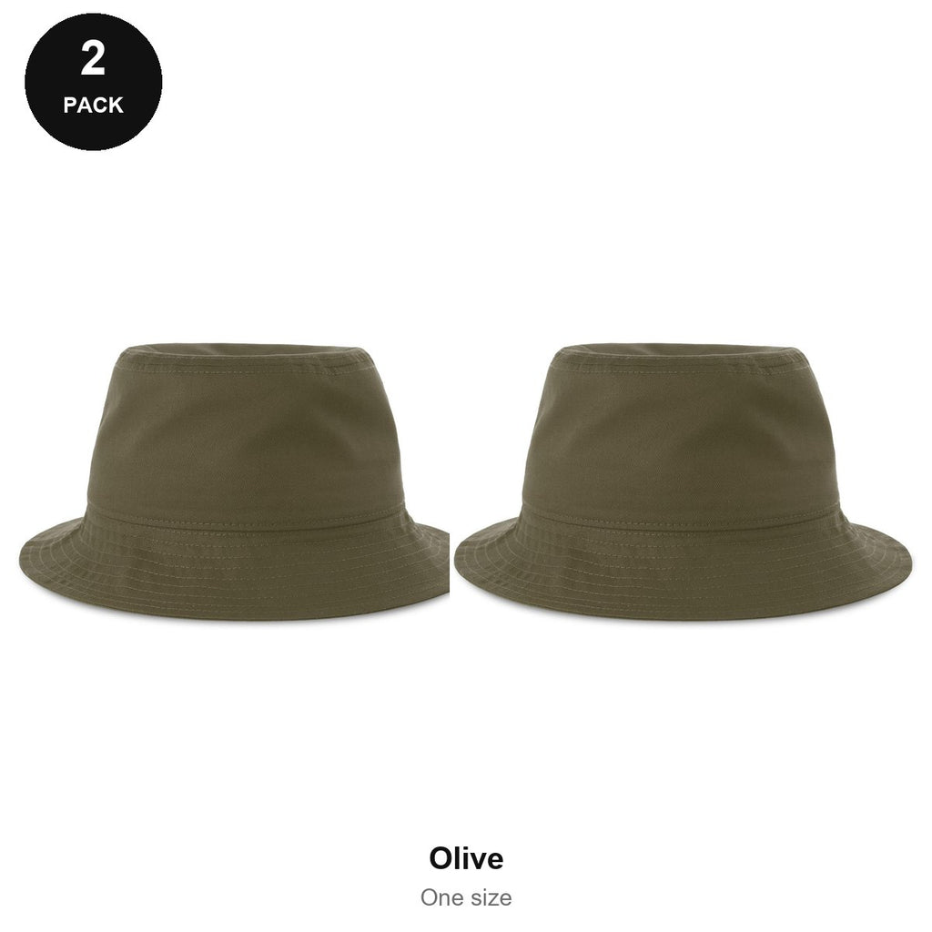 Organic Cotton Bucket Hats 2 Pack - Cotton, One Size - Olive