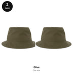 Organic Cotton Bucket Hats 2 Pack - Cotton, One Size - Olive