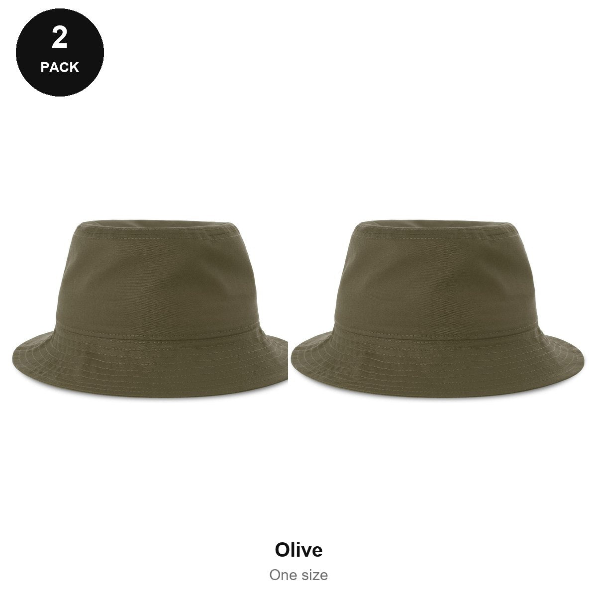 Organic Cotton Bucket Hats 2 Pack - Cotton, One Size - Olive