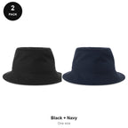 Organic Cotton Bucket Hats 2 Pack - Cotton, One Size - Black + Navy