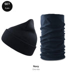 Winter Set - 100% recycled polyester knit, One Size - Navy