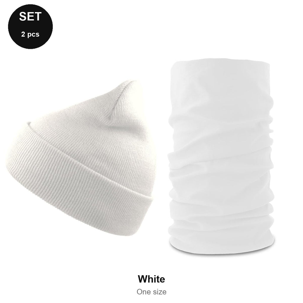 Winter Set - 100% recycled polyester knit, One Size - White