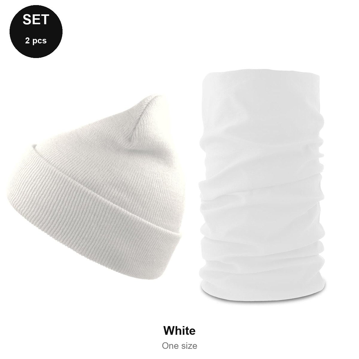 Winter Set - 100% recycled polyester knit, One Size - White