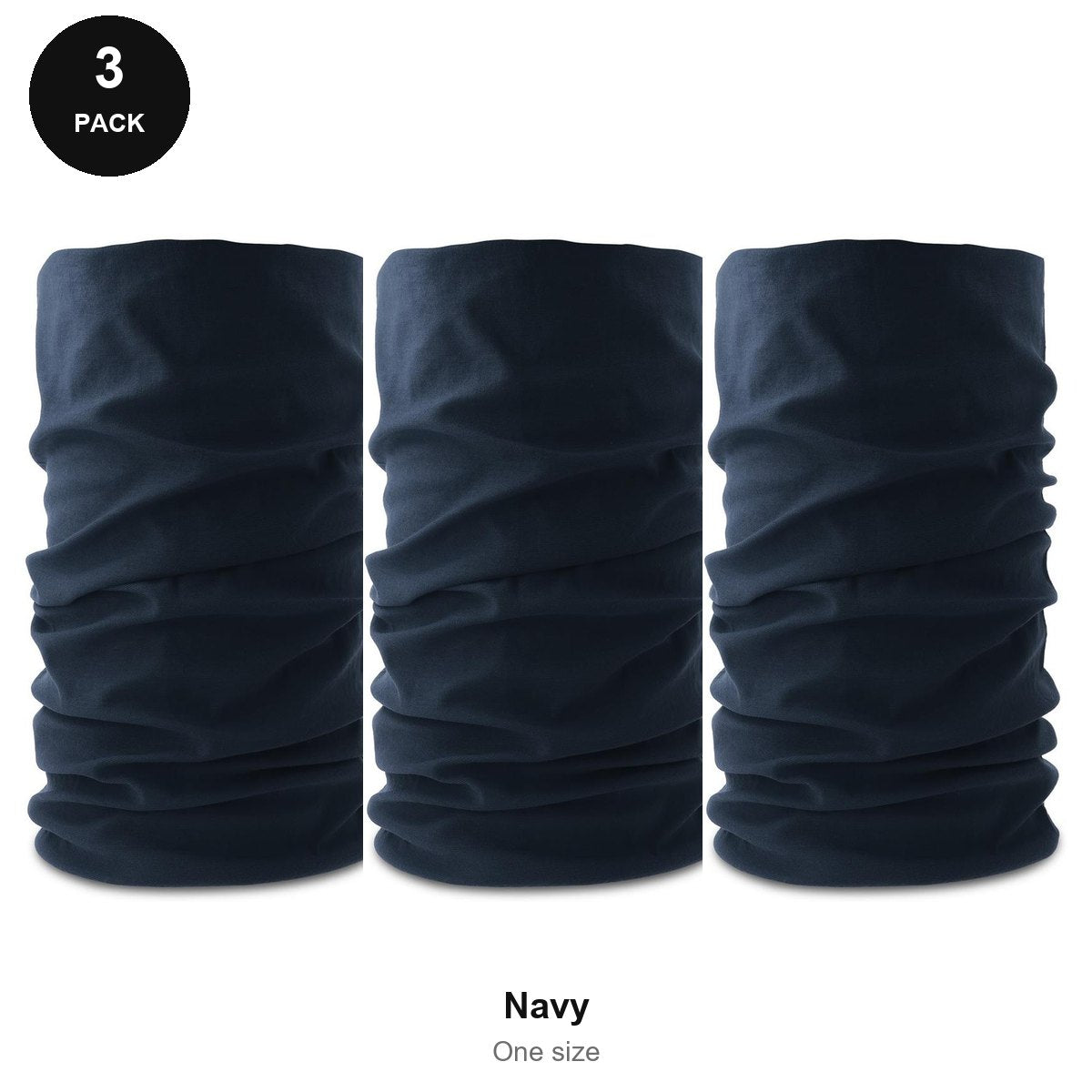 Neck Warmers 3 Pack - 100% recycled polyester, One Size - Navy