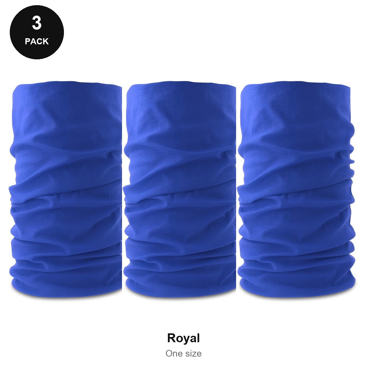 Neck Warmers 3 Pack - 100% recycled polyester, One Size - Royal
