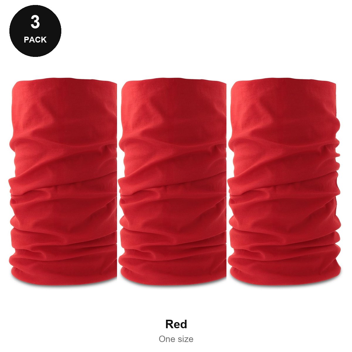 Neck Warmers 3 Pack - 100% recycled polyester, One Size - Red