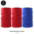 Neck Warmers 3 Pack - 100% recycled polyester, One Size - Brights Mix (Red x2, Royal)