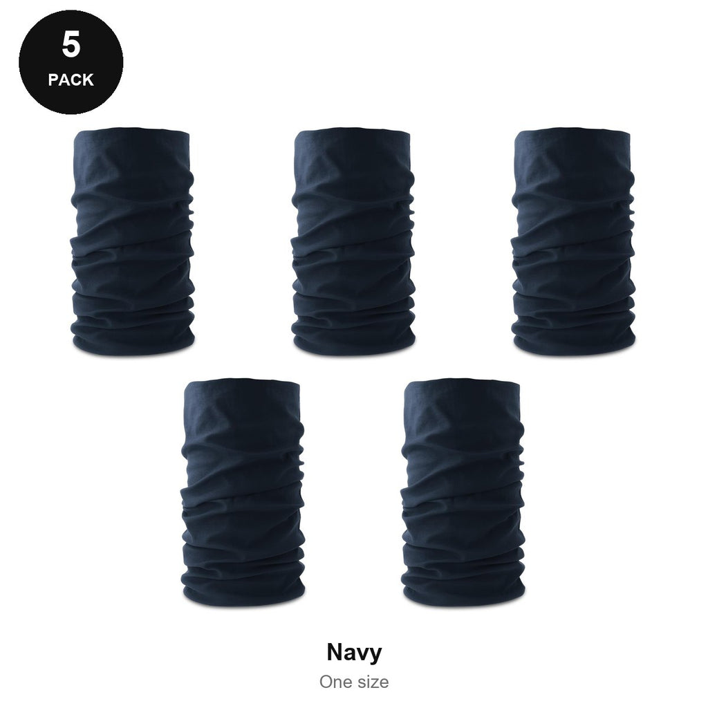 Neck Warmers 5 Pack - 100% recycled polyester, One Size - Navy