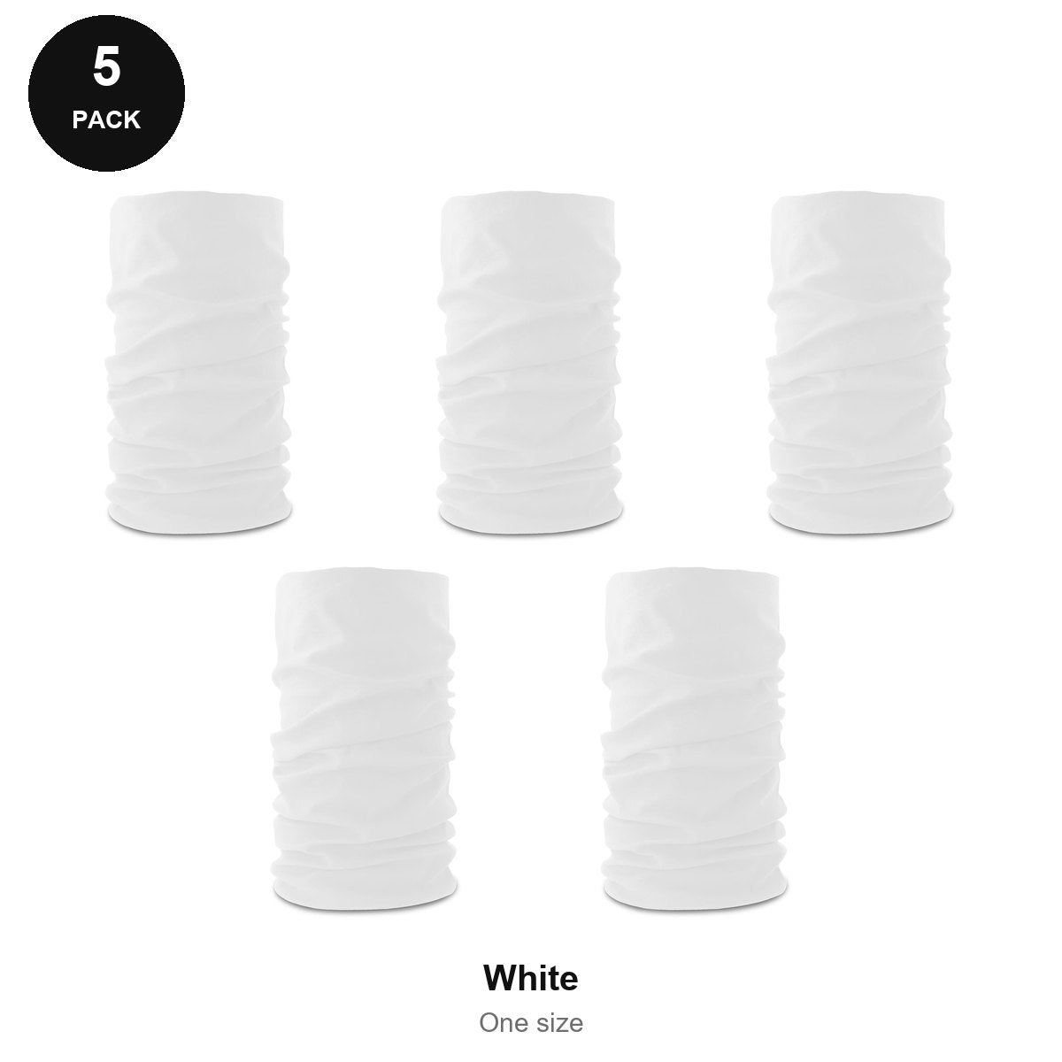 Neck Warmers 5 Pack - 100% recycled polyester, One Size - White