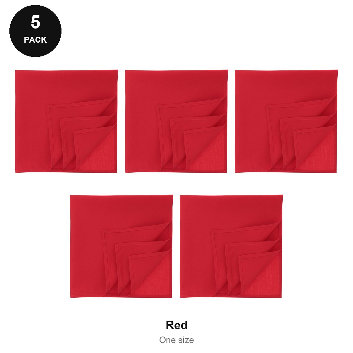 Bandanas 5 Pack - 100% recycled polyester, One Size - Red