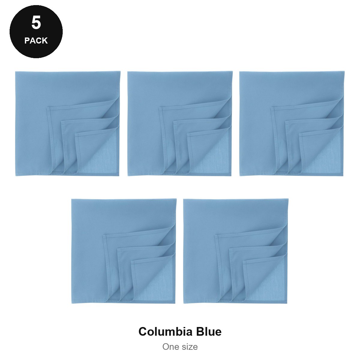 Bandanas 5 Pack - 100% recycled polyester, One Size - Columbia Blue