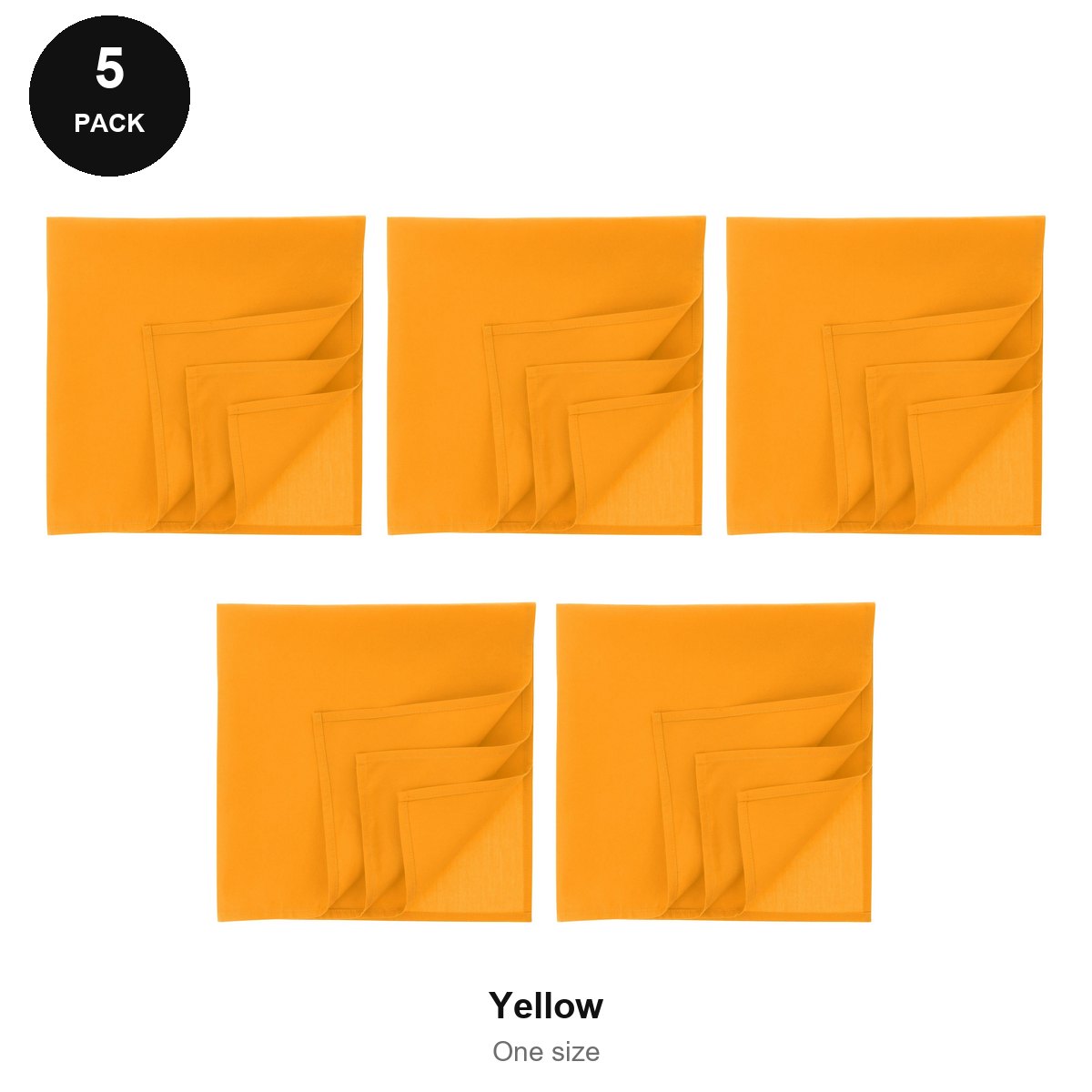 Bandanas 5 Pack - 100% recycled polyester, One Size - Yellow