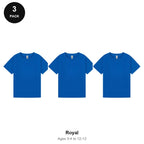 Kids Plain T-Shirts 3 Pack - 100% ringspun cotton 150gsm, Ages 3-13, School & PE - Royal