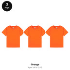 Kids Plain T-Shirts 3 Pack - 100% ringspun cotton 150gsm, Ages 3-13, School & PE - Orange