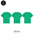 Kids PE Sports Tech T-Shirts 3 Pack - 100% polyester 140gsm, Ages 3-13, School & PE - Kelly Green