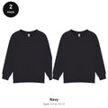 Kids School Sweatshirts 2 Pack - 80% cotton / 20% polyester brushed-back fleece 280gsm, Ages 3-13, School & PE - Navy