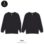 Kids School Sweatshirts 2 Pack - 80% cotton / 20% polyester brushed-back fleece 280gsm, Ages 3-13, School & PE - Navy
