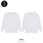 Kids School Sweatshirts 2 Pack - 80% cotton / 20% polyester brushed-back fleece 280gsm, Ages 3-13, School & PE - White