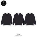 Kids School Sweatshirts 3 Pack - 80% cotton / 20% polyester brushed-back fleece 280gsm, Ages 3-13, School & PE - Navy