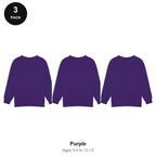 Kids School Sweatshirts 3 Pack - 80% cotton / 20% polyester brushed-back fleece 280gsm, Ages 3-13, School & PE - Purple