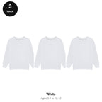 Kids School Sweatshirts 3 Pack - 80% cotton / 20% polyester brushed-back fleece 280gsm, Ages 3-13, School & PE - White