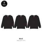 Kids School Sweatshirts 3 Pack - 80% cotton / 20% polyester brushed-back fleece 280gsm, Ages 3-13, School & PE - Black