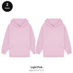 Kids Hoodies 2 Pack - 80% cotton / 20% polyester brushed-back fleece 280gsm, Ages 3-13 - Light Pink