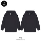 Kids Hoodies 2 Pack - 80% cotton / 20% polyester brushed-back fleece 280gsm, Ages 3-13 - Navy