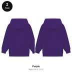 Kids Hoodies 2 Pack - 80% cotton / 20% polyester brushed-back fleece 280gsm, Ages 3-13 - Purple