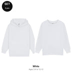 Kids Hoodie + Sweatshirt Set - 80% cotton / 20% polyester brushed-back fleece 280gsm, Ages 3-13 - White