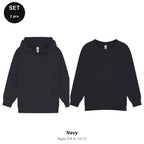 Kids Hoodie + Sweatshirt Set - 80% cotton / 20% polyester brushed-back fleece 280gsm, Ages 3-13 - Navy