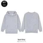 Kids Hoodie + Sweatshirt Set - 80% cotton / 20% polyester brushed-back fleece 280gsm, Ages 3-13 - Sport Grey