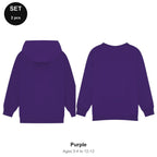 Kids Hoodie + Sweatshirt Set - 80% cotton / 20% polyester brushed-back fleece 280gsm, Ages 3-13 - Purple