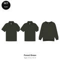 Kids School Starter Set: 2 Polos + Sweatshirt - 65% polyester / 35% cotton pique 200gsm, Ages 3-13, School & PE - Forest Green