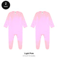Baby Romper Suits 2 Pack - 100% combed cotton interlock 180gsm, 0-12 Months - Light Pink