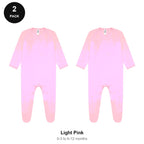 Baby Romper Suits 2 Pack - 100% combed cotton interlock 180gsm, 0-12 Months - Light Pink