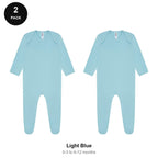 Baby Romper Suits 2 Pack - 100% combed cotton interlock 180gsm, 0-12 Months - Light Blue