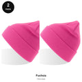 Kids Beanie Hats 2 Pack - 100% recycled polyester knit, Kids - Fuchsia