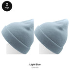 Kids Beanie Hats 2 Pack - 100% recycled polyester knit, Kids - Light Blue