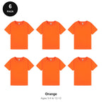 Kids Plain T-Shirts 6 Pack - 100% ringspun cotton 150gsm, Ages 3-13, School & PE - Orange