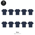 Kids Plain T-Shirts 10 Pack - 100% ringspun cotton 150gsm, Ages 3-13, School & PE - Navy