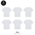 Kids White School PE T-Shirts 6 Pack - 100% ringspun cotton 150gsm, Ages 3-13, School & PE - White