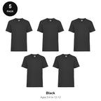 Kids Fruit of the Loom Valueweight T-Shirts 5 Pack - 100% cotton 165gsm, Ages 3-13, School & PE - Black