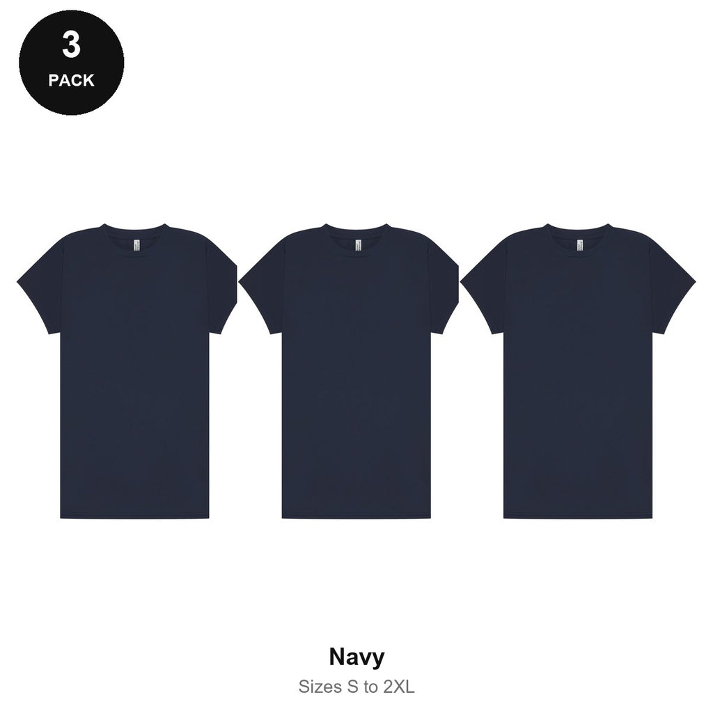 Ladies Gym Tech T-Shirts 3 Pack - 100% polyester 140gsm, Sizes S-2XL, Gym & Sports - Navy
